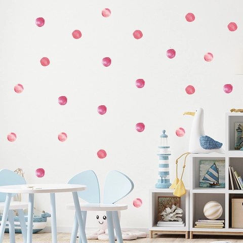 Roze Aquarel Polka Dot Muurstickers PVC Ronde Cirkel Stickers Voor Kinderkamer Slaapkamer Kledingkast Huis Decor DIY