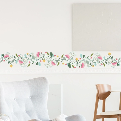 Adesivo da Parete con Vite Floreale Fresca in PVC Autoadesivo per Camera da Letto Soggiorno Corridoio Decorazione Casa Murale di Fiori