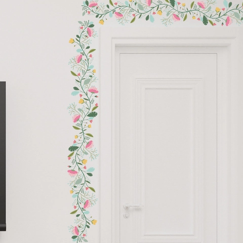 Adesivo da Parete con Vite Floreale Fresca in PVC Autoadesivo per Camera da Letto Soggiorno Corridoio Decorazione Casa Murale di Fiori