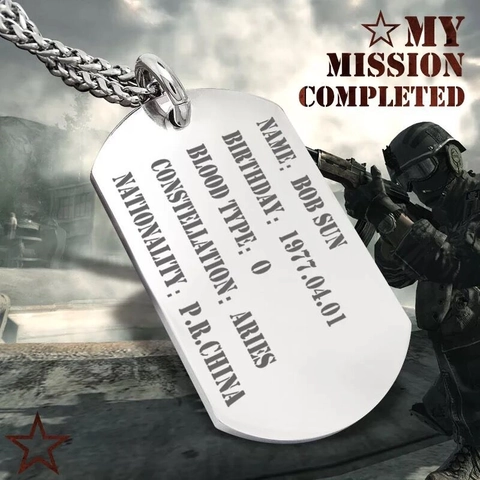 Stainless Steel Military Dog Tag Necklace For Men Women Polished Blank Pendant Necklace Personality Fashion Jewelry Gift