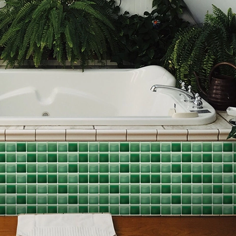 Stickers Carrelage Mosaïque Verte Imperméables PVC Auto-Adhésifs Simulation Mosaïque Murale Pour Cuisine Salle De Bain Maison