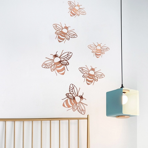 3D Holle Bij Muurstickers Huis Decoratie Metalen Papier Bij DIY Muurschildering Voor Slaapkamer Woonkamer Feest Bruiloft Decor