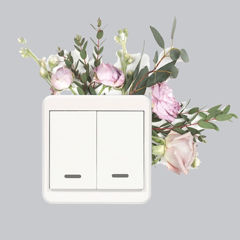 Aquarell Blumen Blatt Schalter Wandaufkleber Abnehmbare Selbstklebende PVC Sticker Für Wohnzimmer Schalterblenden Dekoration
