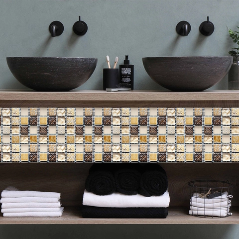 Stickers Carrelage Autocollants Style Mosaïque Imperméable PVC Décalcomanies Pour Cuisine Salle De Bain Meubles Rénovation Décoration