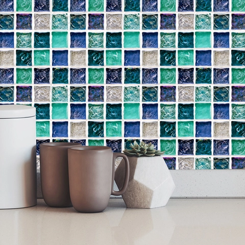 Pegatinas de Azulejos de Mosaico de PVC Moderno Impermeable Autoadhesivas de Pared para Cocina Baño Muebles Renovación Hogar