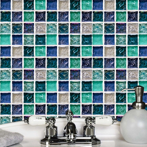 Pegatinas de Azulejos de Mosaico de PVC Moderno Impermeable Autoadhesivas de Pared para Cocina Baño Muebles Renovación Hogar