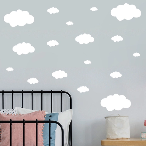 Adesivi Murali Nuvole Bianche Per Cameretta Bambini Decorazione PVC Removibile DIY Tema Cielo Cartone Animato Per Soggiorno