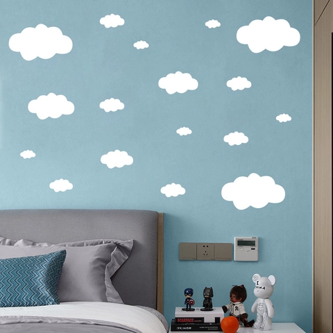 Adesivi Murali Nuvole Bianche Per Cameretta Bambini Decorazione PVC Removibile DIY Tema Cielo Cartone Animato Per Soggiorno