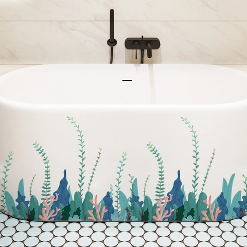 Adesivi Da Parete Alghe Marine Corallo PVC Impermeabile Piante Marine Per Bagno Camera Dei Bambini Decorazione Murale
