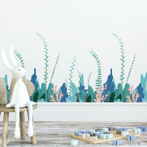 Adesivi Da Parete Alghe Marine Corallo PVC Impermeabile Piante Marine Per Bagno Camera Dei Bambini Decorazione Murale