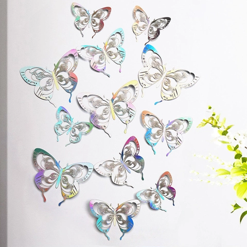 Hohl Schmetterling Wandaufkleber 3D Laser Geschnitten Papier Schmetterling Aufkleber Für Zuhause Wohnzimmer Schlafzimmer Hochzeit Dekor