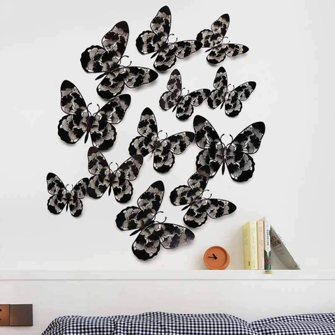 Adesivi Murali Farfalla Cava 3D Decalcomanie Murali Rimovibili in Cartoncino DIY Per Soggiorno Camera da Letto Decorazioni Casa Moderne