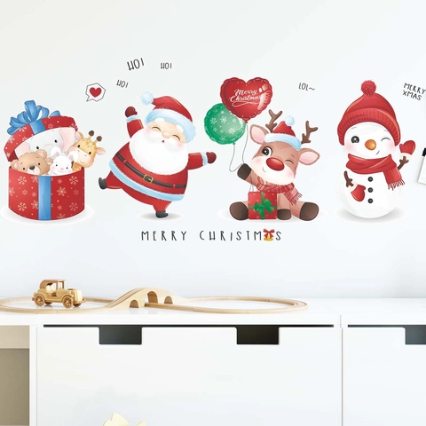 Weihnachten Wandtattoo Weihnachtsmann Rentier Schneemann DIY PVC Aufkleber Für Fenster Glas Tür Home Holiday Wanddeko