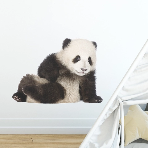 Sticker Mural Panda Mignon Amovible en PVC Autocollant Décoration pour Chambre d'Enfant Chambre à Coucher Meuble