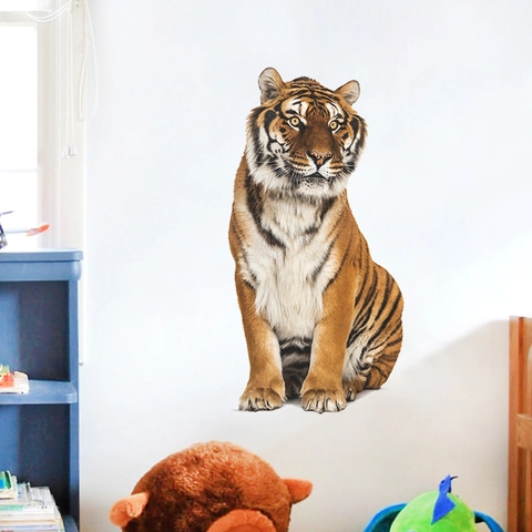 Realistic Tiger Wall Sticker PVC Removable Animal Decal For Kids Bedroom Living Room Home Decor DIY Art Mural FX-F104