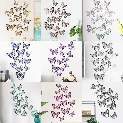 Hohl Schmetterling Wandaufkleber 3D Laser Geschnitten Papier Schmetterling Aufkleber Für Zuhause Wohnzimmer Schlafzimmer Hochzeit Dekor
