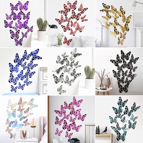 Adesivi Murali Farfalla Cava 3D Decalcomanie Murali Rimovibili in Cartoncino DIY Per Soggiorno Camera da Letto Decorazioni Casa Moderne