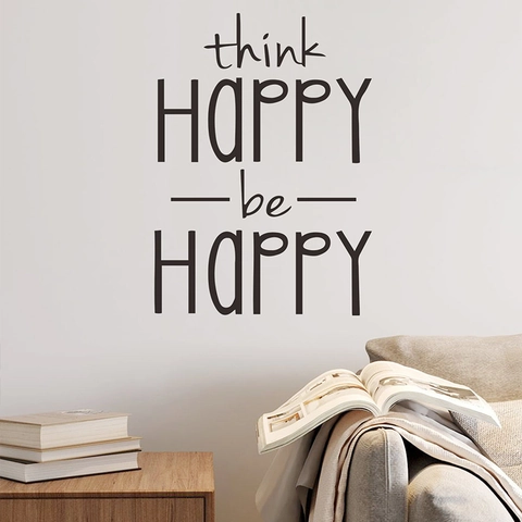 Think Happy Be Happy Quote Muursticker Modern Minimalistisch PVC Waterdicht Kunst Decal Voor Slaapkamer Woonkamer Decor