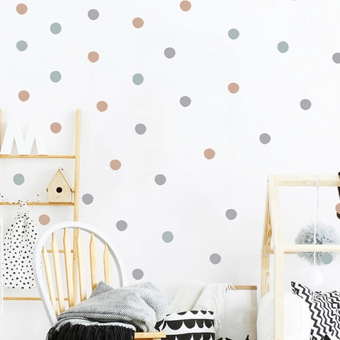 Morandi Color Dot Wall Stickers Removable PVC Polka Dots Wall Decals For Kids Room Nursery Bedroom Home Decoration