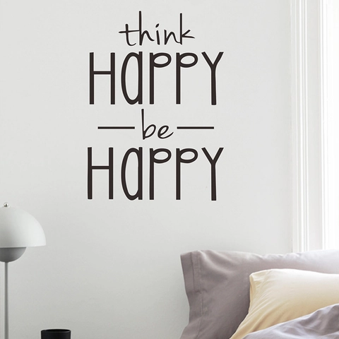 Think Happy Be Happy Quote Muursticker Modern Minimalistisch PVC Waterdicht Kunst Decal Voor Slaapkamer Woonkamer Decor