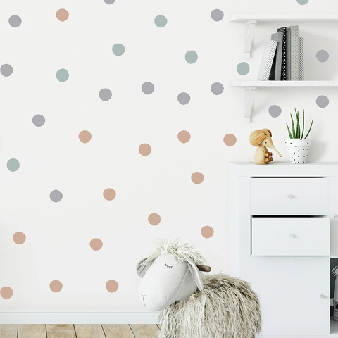 Morandi Color Dot Wall Stickers Removable PVC Polka Dots Wall Decals For Kids Room Nursery Bedroom Home Decoration