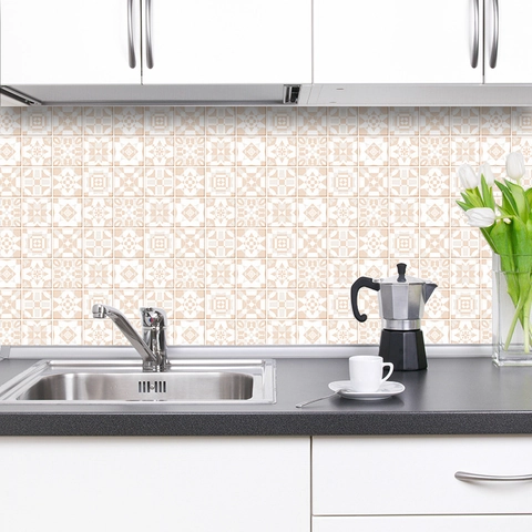 Adesivi per Piastrelle in PVC Impermeabili Autoadesivi con Motivo Geometrico Mandala Decalcomanie da Parete per Cucina Bagno Decorazione Domestica