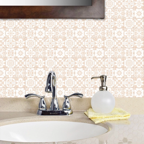 Adesivi per Piastrelle in PVC Impermeabili Autoadesivi con Motivo Geometrico Mandala Decalcomanie da Parete per Cucina Bagno Decorazione Domestica