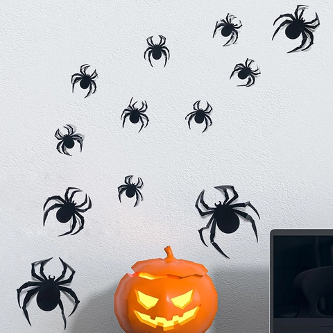 3D Realistici Ragno Nero Adesivi Murali PVC DIY Halloween Festa Decorazione Casa Camera da Letto Soggiorno Decalcomanie