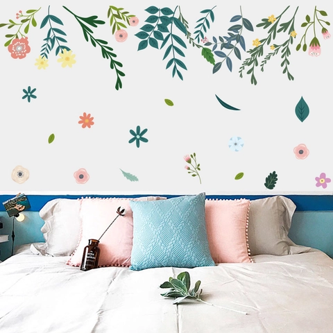 Kreative Warme Frische Ast Grüne Blätter Blume Ranke Wandaufkleber Abnehmbare PVC DIY Kunst Wandbild Aufkleber Für Schlafzimmer
