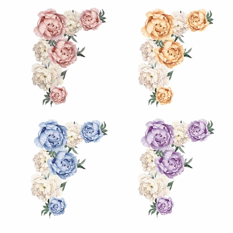 Aquarell Pfingstrose Blume Wandtattoo Abnehmbare PVC Floral Wandaufkleber Für Wohnzimmer Schlafzimmer Kinderzimmer Kunstvolle Selbstklebende Wandkunst