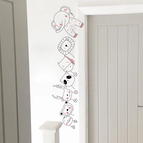 Adesivi Murali Animali Cartoni Animati Impilabili in PVC per Cameretta Bambini Asilo Nido Decoro Simpatico Elefante Leone Panda
