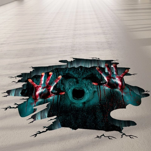 3D Halloween Zombie Floor Sticker Scary Ghost Hand Decal Waterproof PVC Removable Horror Thriller Decor For Living Room