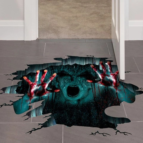 3D Halloween Zombie Bodenaufkleber Gruselige Geisterhand Aufkleber Wasserdicht PVC Abnehmbare Horror Thriller Dekor Für Wohnzimmer