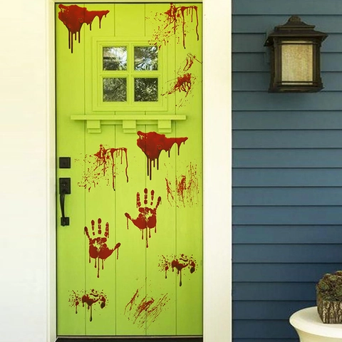 Halloween Terror Huella de Mano Sangrienta Pegatinas de Pared PVC Autoadhesivas Salpicaduras de Sangre Calcomanías Para Baño Pared Hogar Fiesta Decoración