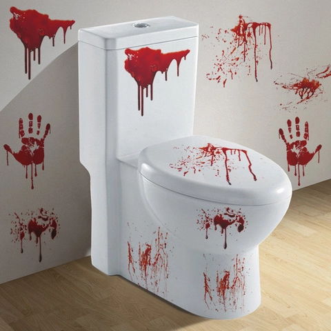 Halloween Terror Huella de Mano Sangrienta Pegatinas de Pared PVC Autoadhesivas Salpicaduras de Sangre Calcomanías Para Baño Pared Hogar Fiesta Decoración