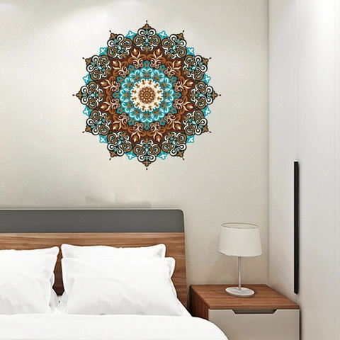 Böhmische Mandala PVC Wandaufkleber Kreative Geometrische Blume Art Decal Für Wohnzimmer Schlafzimmer Abnehmbare Wohnkultur (FX-D33)