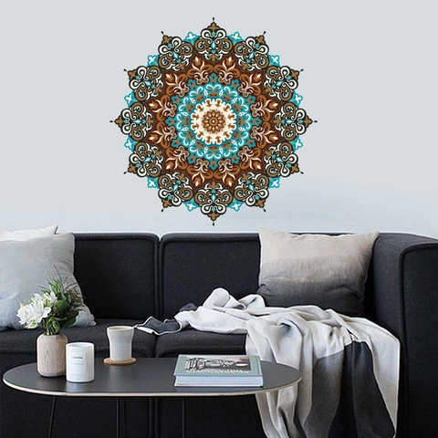 Böhmische Mandala PVC Wandaufkleber Kreative Geometrische Blume Art Decal Für Wohnzimmer Schlafzimmer Abnehmbare Wohnkultur (FX-D33)
