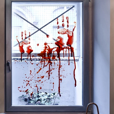 Halloween Blood Handprint Window Stickers Horror PVC Red Bloody Handprints Splatter Wall Decals For Party Home Decoration