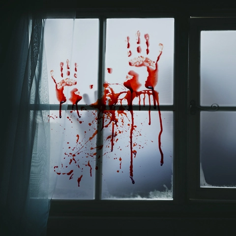 Halloween Blood Handprint Window Stickers Horror PVC Red Bloody Handprints Splatter Wall Decals For Party Home Decoration