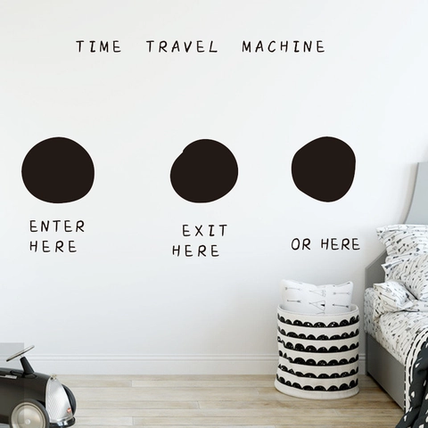 Sticker Mural Créatif Machine à Remonter le Temps Noir Slogan Anglais PVC Moderne Minimaliste Maison Chambre Salon Décoration