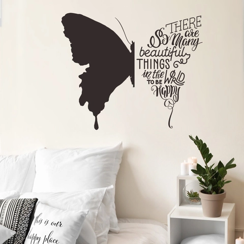 Adhesivo de Pared de Mariposa Creativa de PVC Con Frases Motivadoras en Inglés para Dormitorio Sala de Estar Mural Decorativo