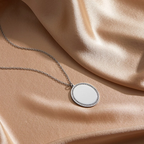 Collar de Acero Inoxidable Minimalista con Circonia Ovalada para Mujer Colgante Oro Oro Rosa Plata Joyería Regalo