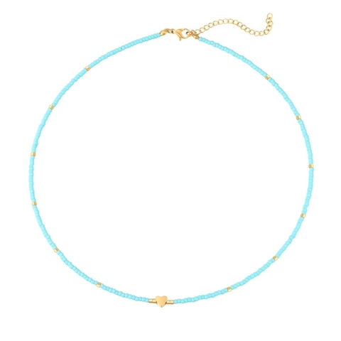 Collana di Perline Con Ciondolo a Cuore in Acciaio Inossidabile Perla Naturale d'Acqua Dolce Miyuki Choker Minimalista Donna
