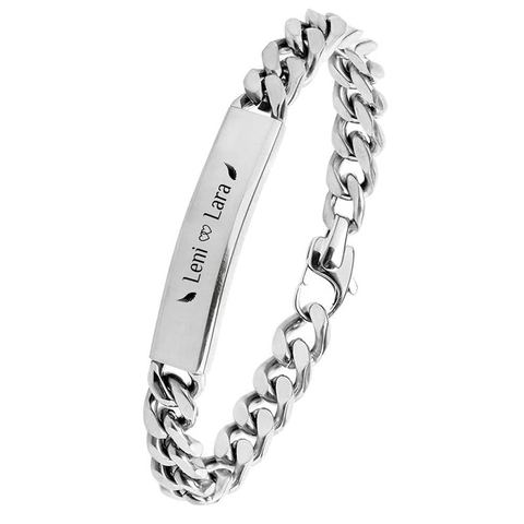 Pulsera ID de Hombre de Acero Inoxidable Chapado en Oro Eslabón Cubano Personalizable Placa de Metal Regalo de Joyería
