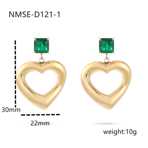 Vintage Stainless Steel Heart Dangle Earrings Square Zirconia Gold Silver Plated Minimalist Luxury Jewelry For Women Gift