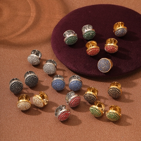 Maillard Stil Strass Zirkonia Edelstahl Creolen 18K Vergoldet Rund Huggie Ohrringe Mode Schmuck Für Damen