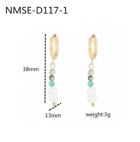 Orecchini Pendenti in Acciaio Inossidabile Turchese Naturale Perla Artificial Barocca Moda Leggera Gioielli Lusso Donna Regalo