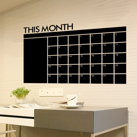 Monthly Calendar Blackboard Wall Sticker Removable PVC Planner Decal For Office Home Study Schedule Background Decor