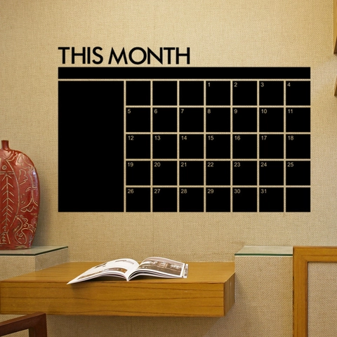 Monthly Calendar Blackboard Wall Sticker Removable PVC Planner Decal For Office Home Study Schedule Background Decor