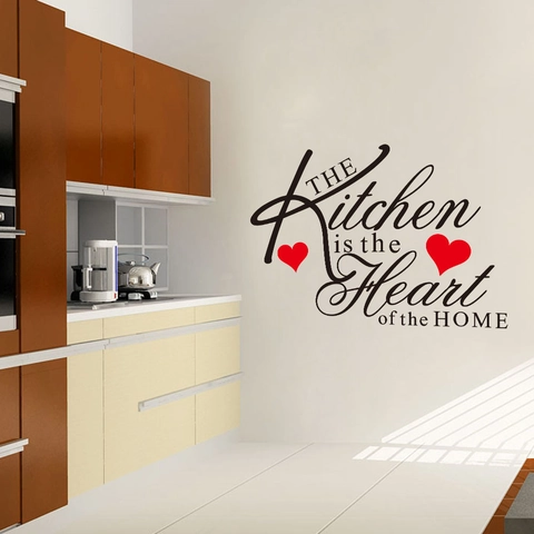 The Kitchen Is The Heart Of The Home Citazione Inglese Adesivo da Parete Rimovibile PVC Impermeabile Decalcomania Cuore Cucina Decor